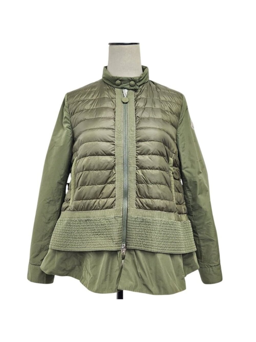 Moncler Cyclamen Peplum Down Jacket Khaki Coat 00